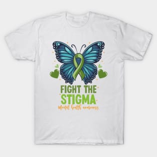 Fight The Stigma Mental Health Awareness Green Ribbon T-Shirt